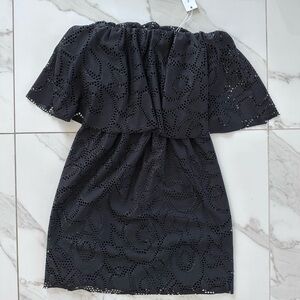 NEW REVOLVE T-Bags Los Angeles strapless ruffled dress BLACK Sz S festival